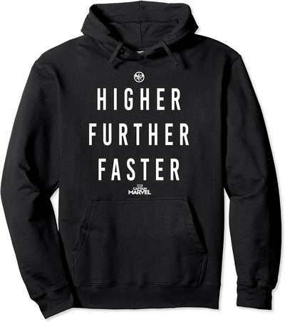 Captain Marvel Higher Further Faster Text Pullover Hoodie
