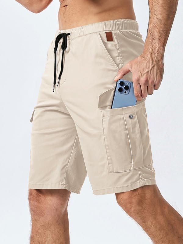 Elegancity Kurze Hosen Herren Cargo Shorts Sommer Freizeithose Kurze Elastische Taille Chino Shorts