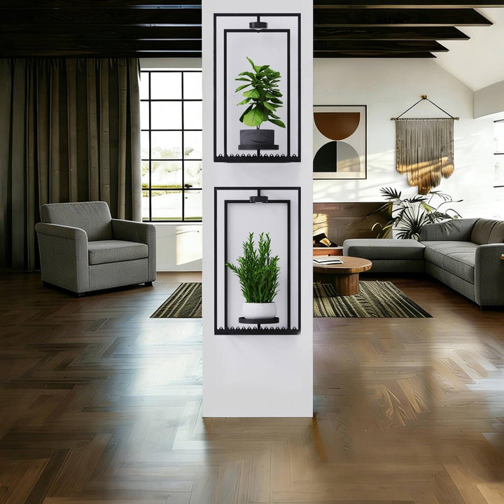Starxing Pflanzenständer Pflanzenhalter Wand 2 Set, Wandregal für Pflanzen mit Metallrahmen und Fern