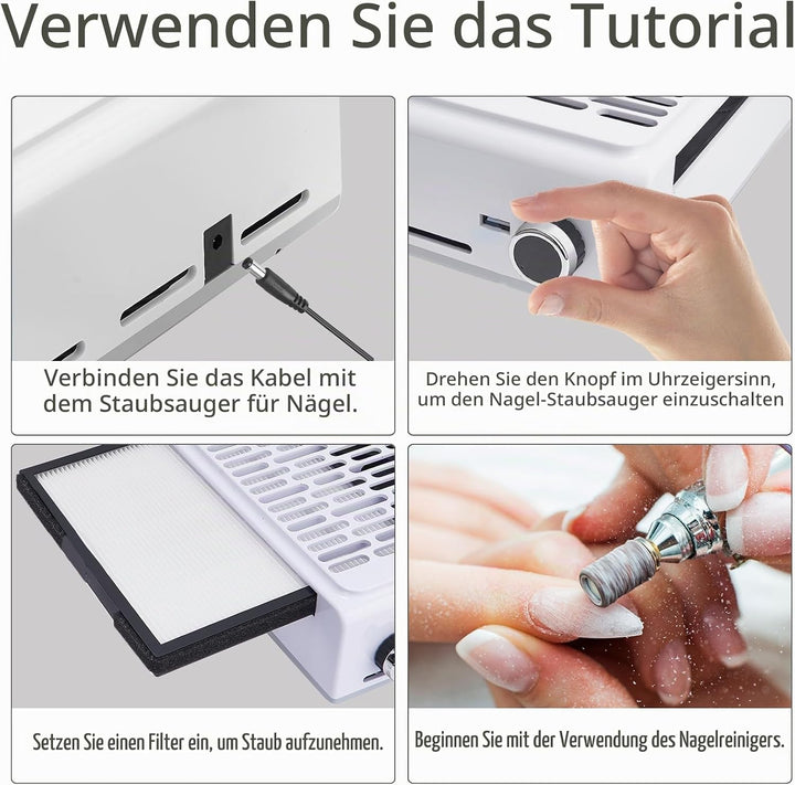 Staubabsaugung Für Nägel,100W Nagel Staubabsaugung Mit Filter,Mit Wiederverwendbarer Filter,Professi