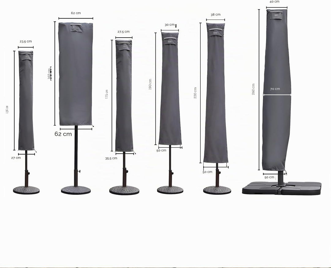 Sekey Schutzhülle für DoppelSonnenschirm, Abdeckhauben für Sonnenschirm Grau 160×62 cm Grau, 160×62