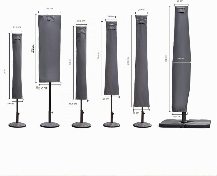 Sekey Schutzhülle für DoppelSonnenschirm, Abdeckhauben für Sonnenschirm Grau 160×62 cm Grau, 160×62