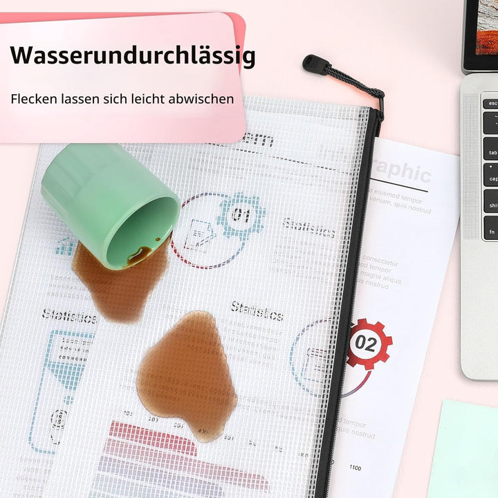 Umriox schwarze Dokumententasche A3+A4+A5+A6+B4+B6, 12 Stück wasserdichte Dokumententasche Reissvers
