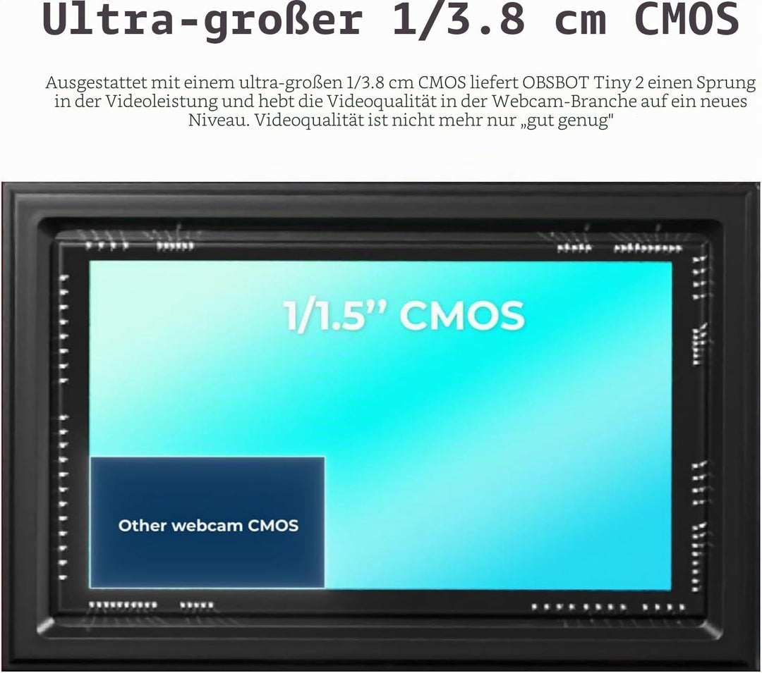 OBSBOT Tiny 2 AI-betriebene PTZ 4K Webcam1/1,5" CMOS 4X schnellere Fokussierung USB 3.0 10x schnelle