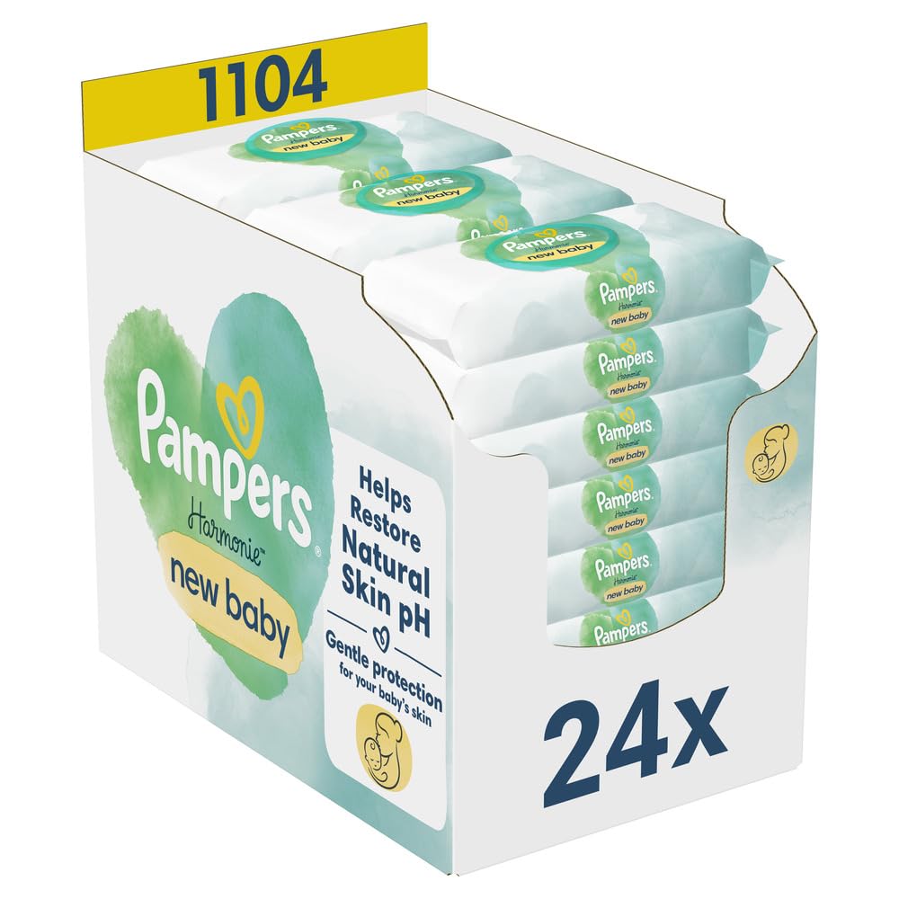 Pampers Harmonie New Baby Feuchttücher, (24 x 46 stück), ohne Duft, schützt vor Hautreizungen, 1104