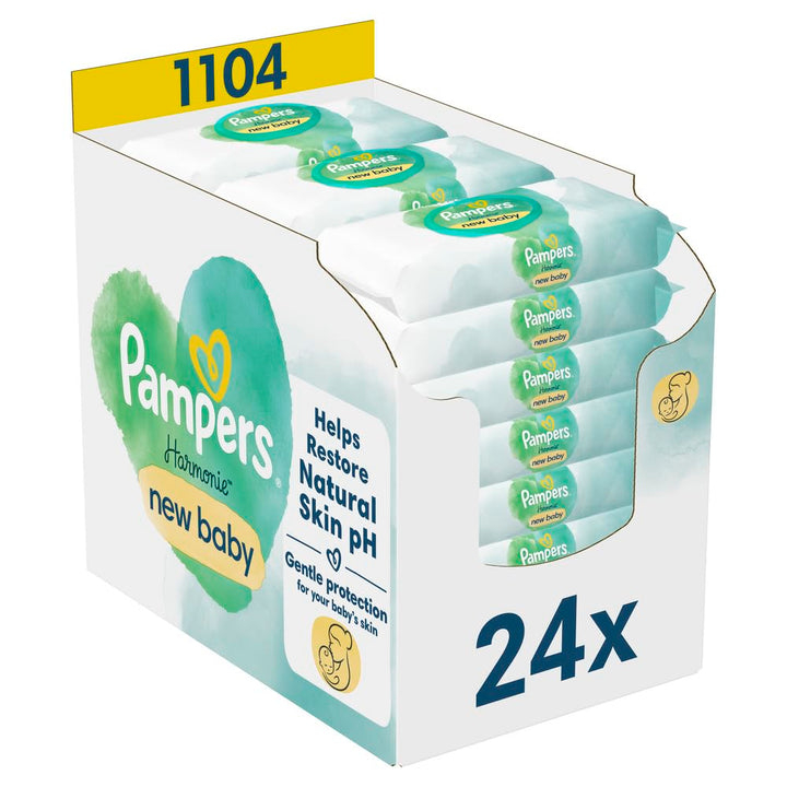 Pampers Harmonie New Baby Feuchttücher, (24 x 46 stück), ohne Duft, schützt vor Hautreizungen, 1104