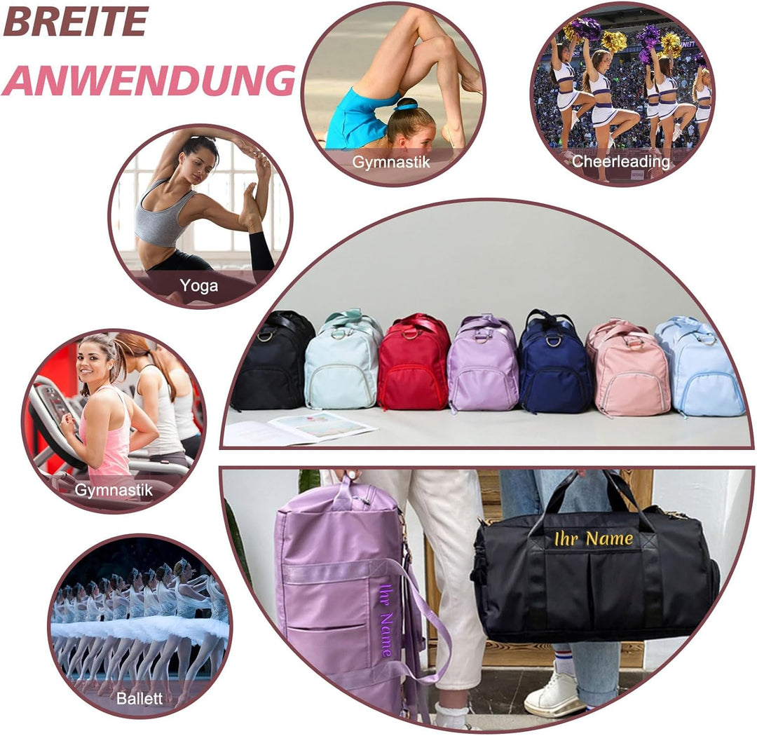 Personalisierte bestickte Sporttasche mit Nass- und Trockenfächern und Schuhfachd Wochenend-Camping-