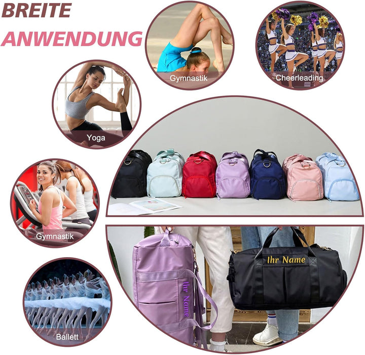 Personalisierte bestickte Sporttasche mit Nass- und Trockenfächern und Schuhfachd Wochenend-Camping-