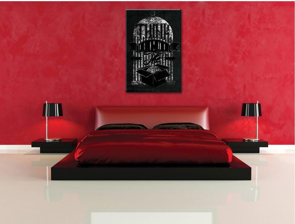 Dark Think outside the box black Bild auf Leinwand, XXL riesige Bilder fertig gerahmt mit Keilrahmen