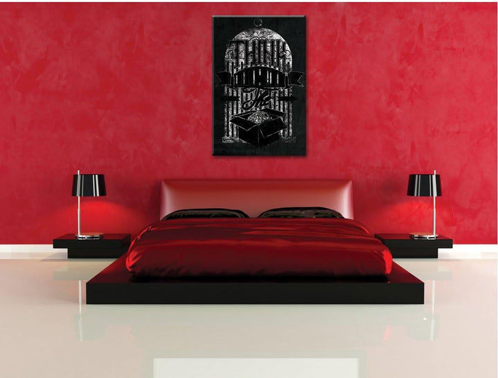 Dark Think outside the box black Bild auf Leinwand, XXL riesige Bilder fertig gerahmt mit Keilrahmen