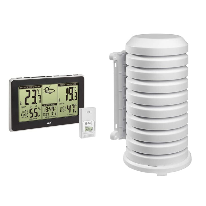 TFA Dostmann MONDO Wetterstation, 35.1151.01, wetterstation funk mit aussensensor, Funkuhr, Wettervo