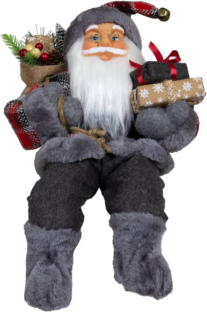 Christmas Paradise Sitzender Weihnachtsmann 45cm Deko-Figur Kantenhocker Santa Nikolaus (Modell Finn