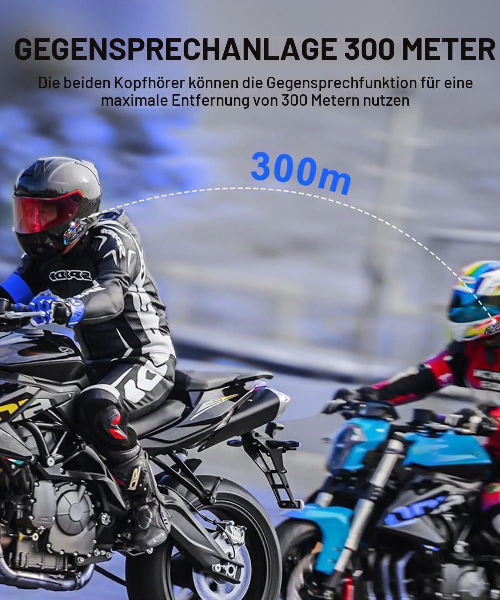 Motorradhelm Lautsprecher, wasserdichtes Motorradhelm Gegensprechanlage Kommunikationssystem Bluetoo