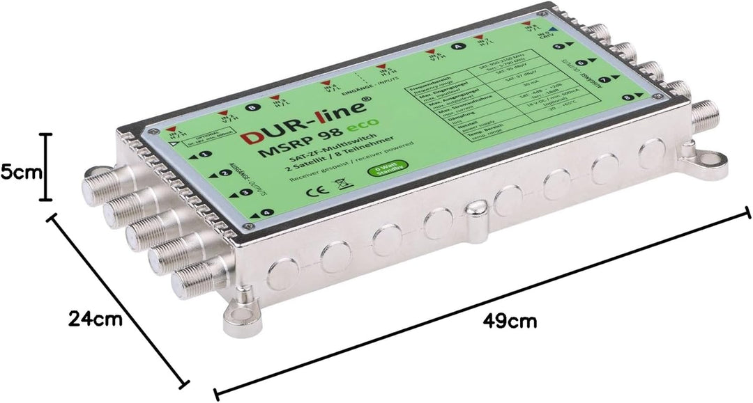 DUR-line MSRP 9/8 eco + Netzteil - Multischalter für 2 Satelliten/8 Teilnehmer - Geringe Stromaufnah