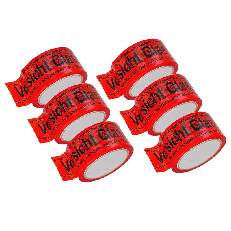 BIGtec 24 Rollen Paketklebeband Vorsicht Glas leise abrollend Klebeband Packband Paketband Verpackun