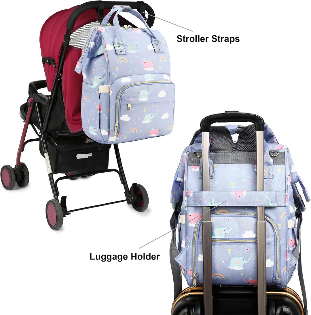 Wickeltasche Rucksack für Babys, Mädchen, Mutter, wasserdicht, grosse Windeltaschen für Frauen, Elef