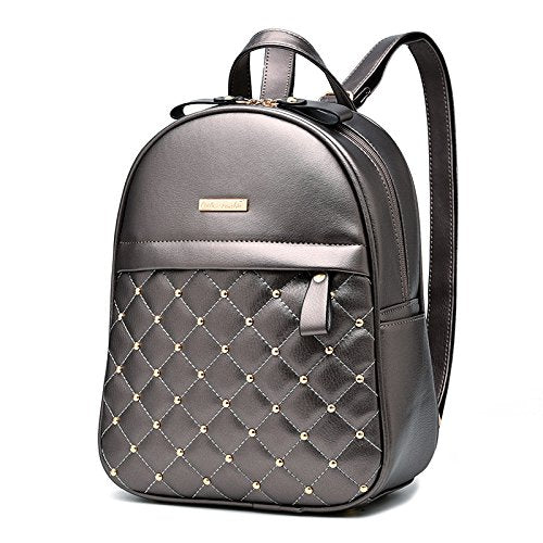 2chilly Kinder Damen Mädchen Rucksack mit Nieten Umhängetasche Model Paris Grau-metallic, Grau-metal