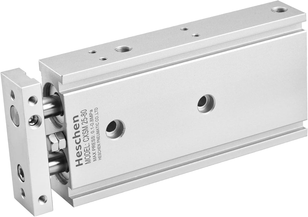 Heschen Doppelter Aluminium-Luftzylinder CXSM 25-80, Führungsstangen-Platte, Doppelstabgeführt, Pneu