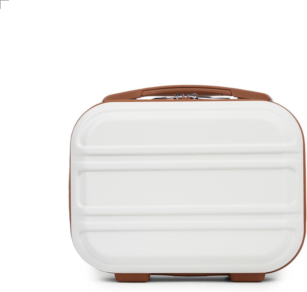 KONO Kosmetikkoffer Hartschale Klein Beautycase Damen Handgepäck, 28x21x15cm (Cremeweiss)