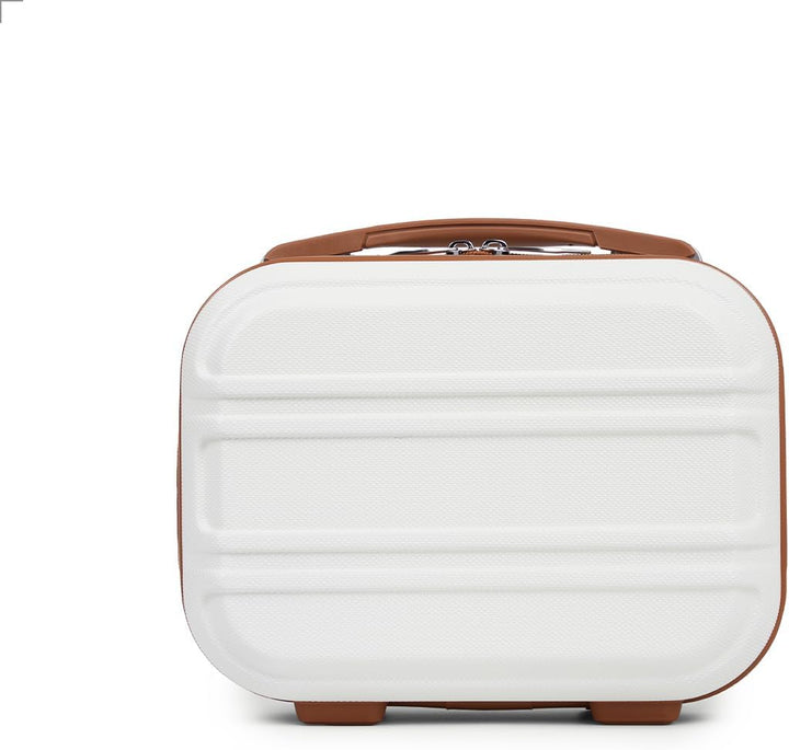 KONO Kosmetikkoffer Hartschale Klein Beautycase Damen Handgepäck, 28x21x15cm (Cremeweiss)