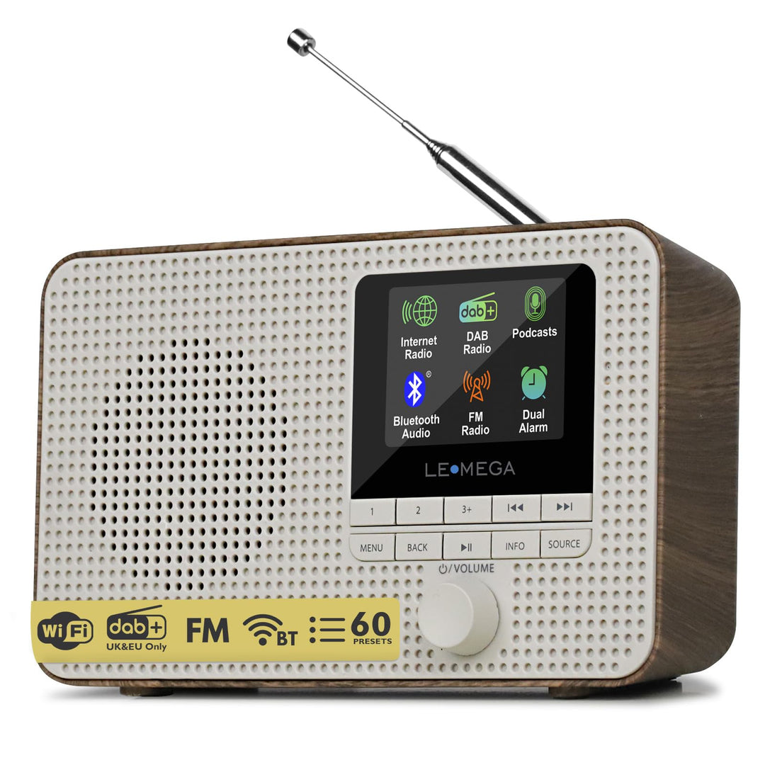 LEMEGA IR1 Tragbares WiFi Internetradio,DAB/DAB+/FM Digitalradio,Bluetooth,Doppelwecker,Schlaf-Snooz