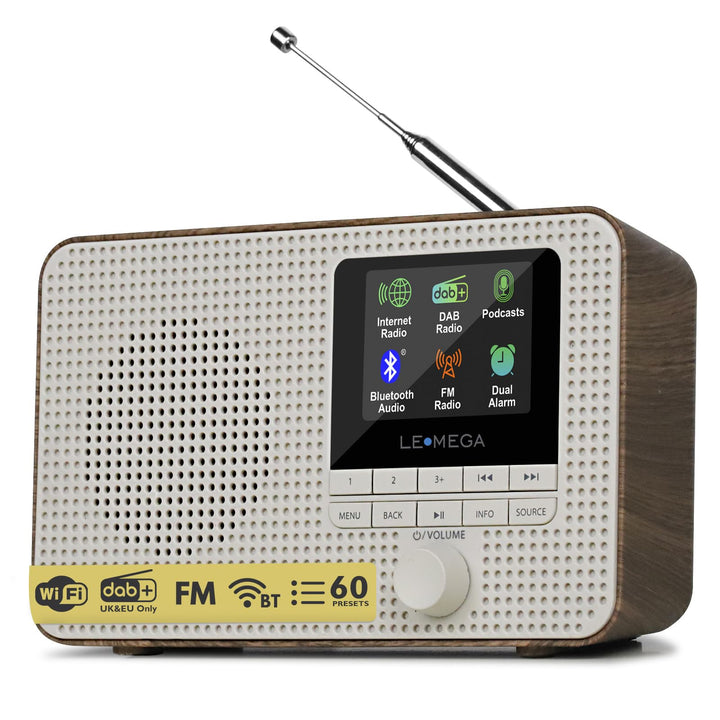 LEMEGA IR1 Tragbares WiFi Internetradio,DAB/DAB+/FM Digitalradio,Bluetooth,Doppelwecker,Schlaf-Snooz
