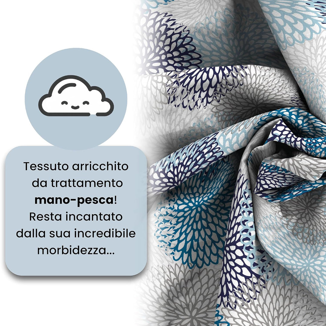 Italian Bed Linen Fantasy Bettbezug, Soffioni Blu, Doppelte