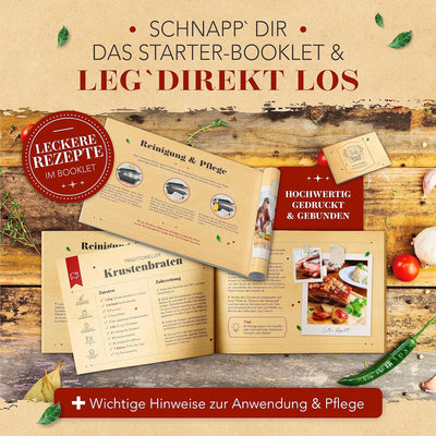 KRUSTENZAUBER 35cm Gusseisen Bräter mit Deckel backofengeeignet [inkl. Fleischgabel] - Gusseisen Top