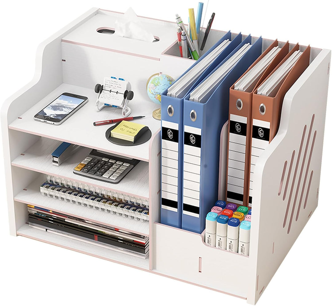 Schreibtisch Organizer Holz, Aufbewahrungsbox Schreibtisch, Vier kostenlose Lineale, Ordnungssystem