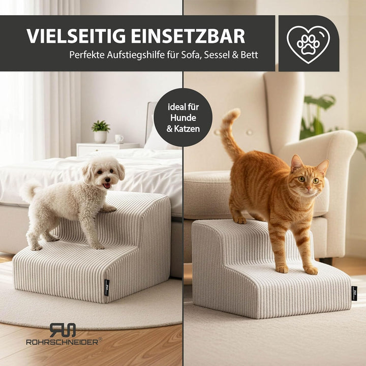 Rohrschneider Hundetreppe kleine Hunde | Made in EU | Haustiertreppe mit Rutschfester Unterseite | K