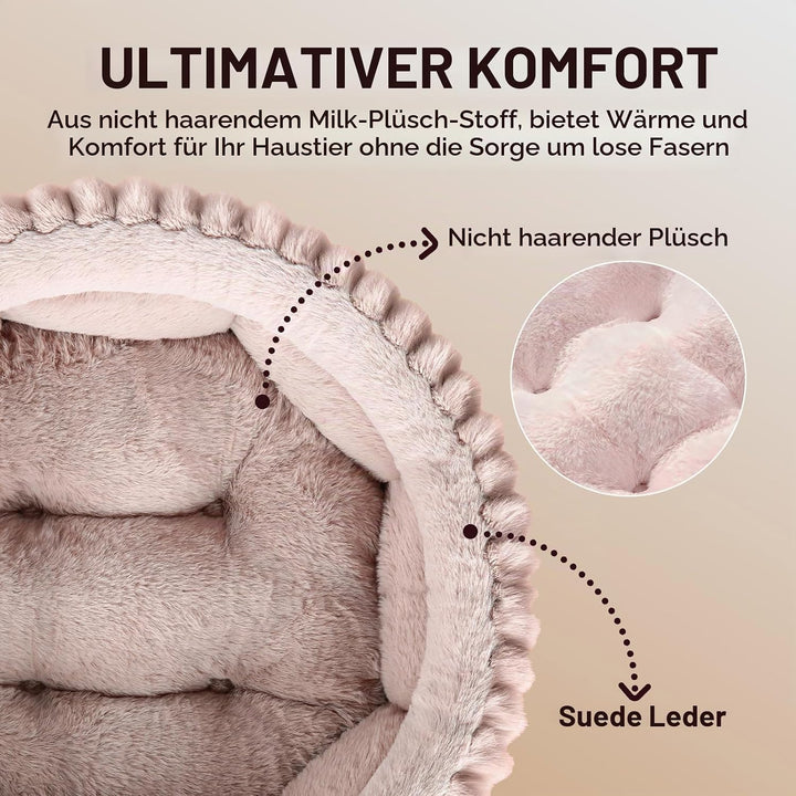 EDMIENS Katzenbett, Waschbar Indoor Katzenbett Flauschig, Rund Katzenkissen, zweiseitig Innenkissen