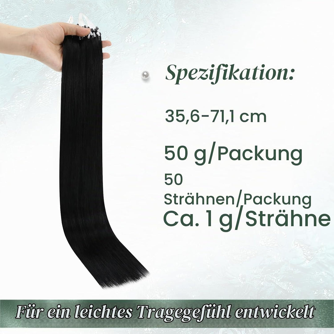Ugeat Bondings Extensions Echthaar 40cm Microring Extensions Human Hair 50Gramm Microring Extensions