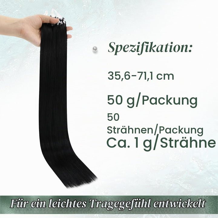 Ugeat Bondings Extensions Echthaar 40cm Microring Extensions Human Hair 50Gramm Microring Extensions