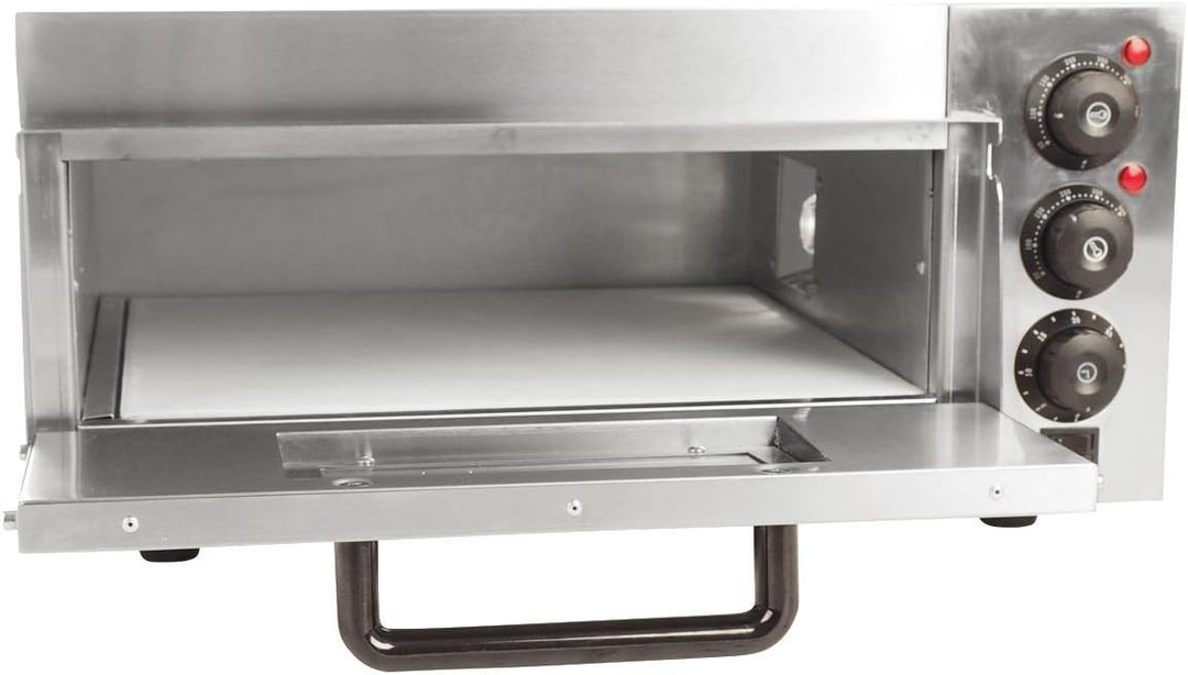 Pizzaofen elektrisch aus Edelstahl mit Pizzastein 1 Kammer 2000 Watt Steinbackofen mit