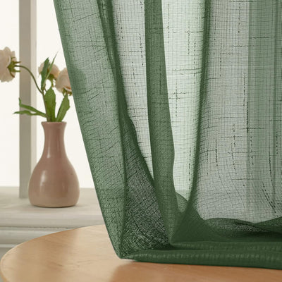 MIULEE 2er Set Voile Vorhang Sheer Leinenvorhang mit Ösen Transparente Leinen Optik Gardine Ösenscha