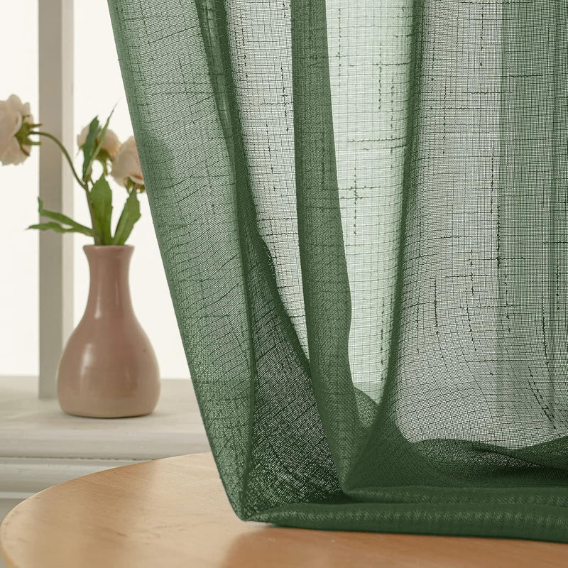MIULEE 2er Set Voile Vorhang Sheer Leinenvorhang mit Ösen Transparente Leinen Optik Gardine Ösenscha