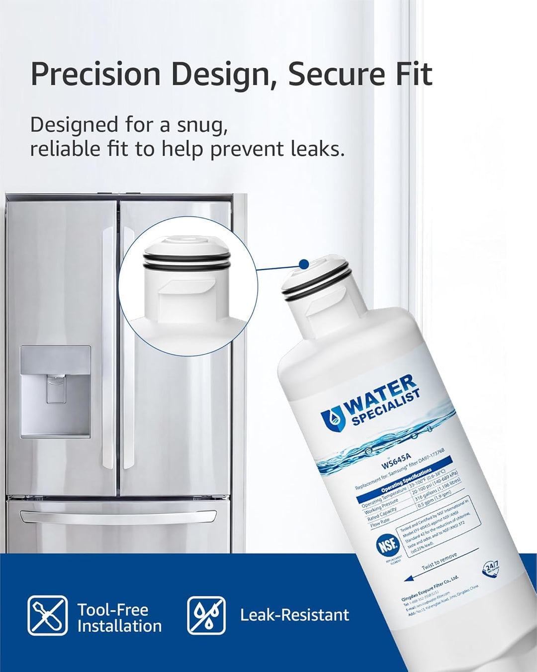Waterspecialist DA97-17376B Ersatz für Samsung HAF-QIN/EXP, HAF-QIN, DA97-08006C, RF28R7351SG, RF23M