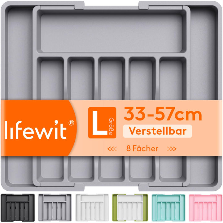Lifewit Besteckhalter, erweiterbarer Utensilienhalter für Schublade, Verstellbarer Besteckkasten, ko