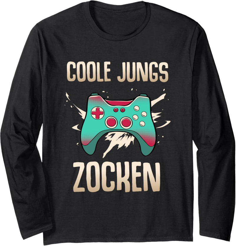 Coole Jungs zocken Gamer Gaming Geek Retro Computer Pc Langarmshirt