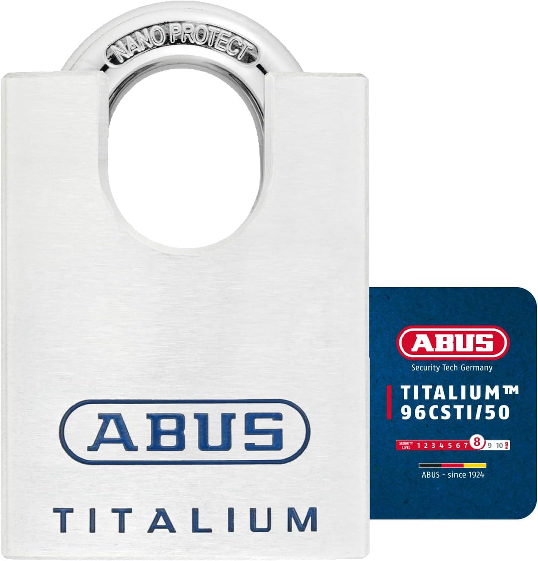 ABUS Titalium Vorhängeschloss 96CSTI/50 - leichter Schlosskörper aus massivem Spezial-Aluminium - mi