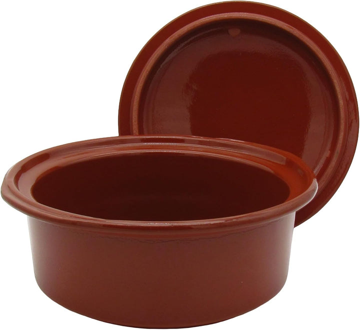 Ton-Cocotte mit Deckel - 3,5 Liter – Glasierter Schmortopf für Ceran, Gas, Ofen &amp; Grill – Mediterran
