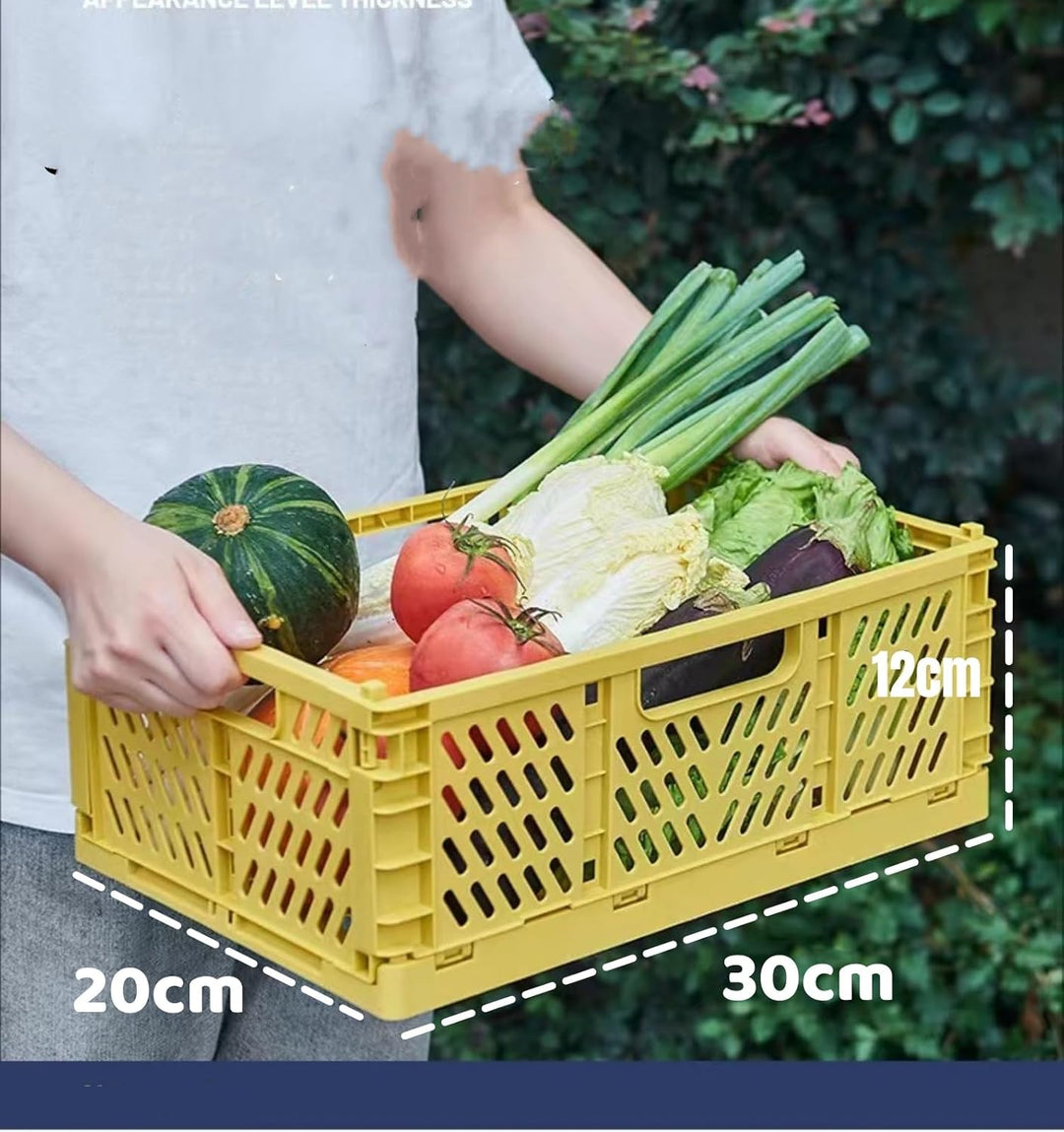 6 Stück Gelb Klappbox 30×20×12cm,Klappkiste Körbe Aufbewahrung Zusammenklappbarer Tragbar Aufbewahru