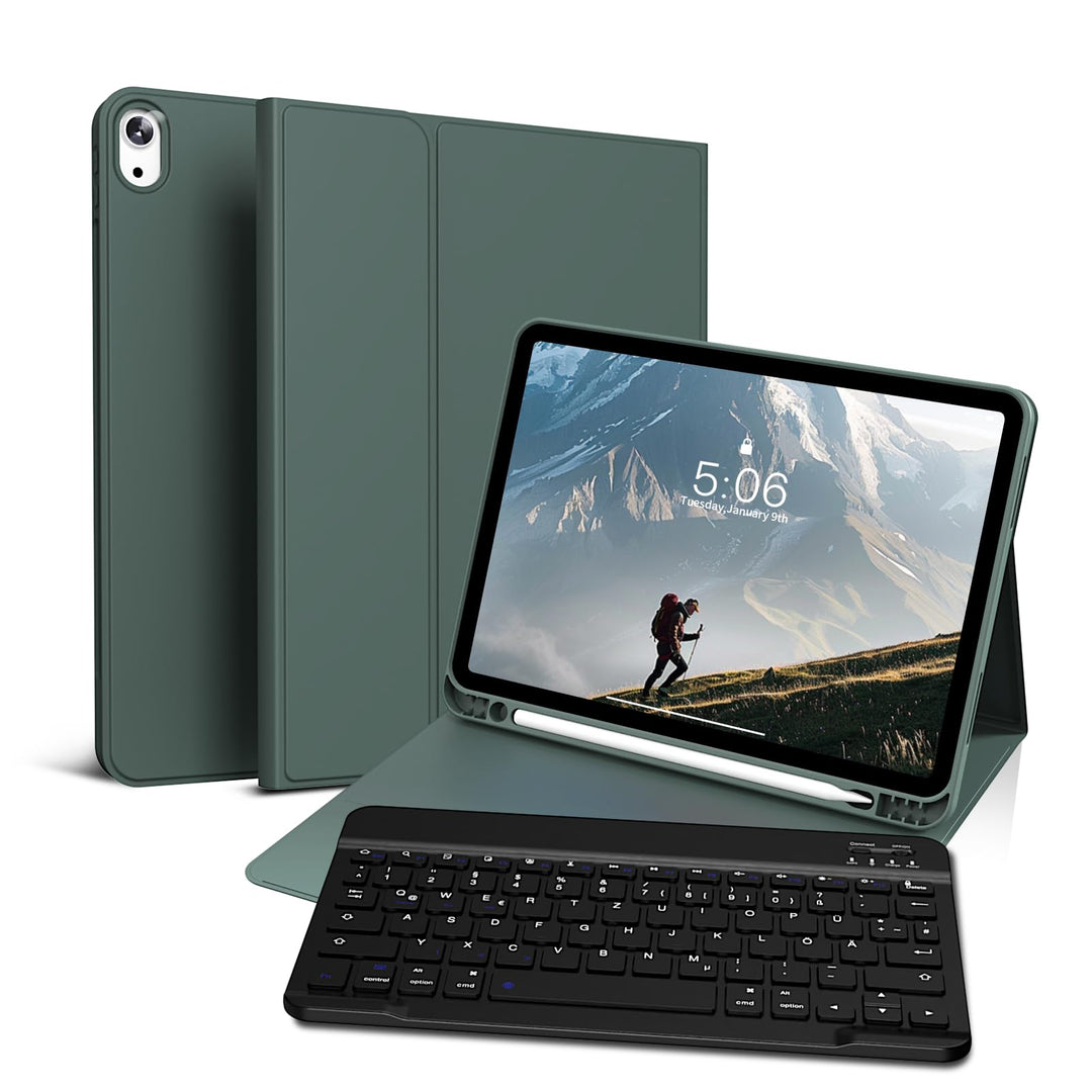 Hülle mit Tastatur für iPad Air 11 Zoll M3/M2, iPad Air 7 6 5 4 (2025/2024/2022/2020) 10,9 Zoll, Sof