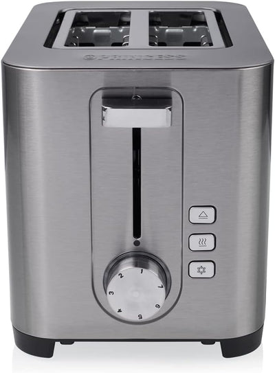 Princess 142400 Steel Toaster 2 - 7 einstellbare Stufen - 850 W 2 Toasts Kurzschlitz, 2 Toasts Kurzs