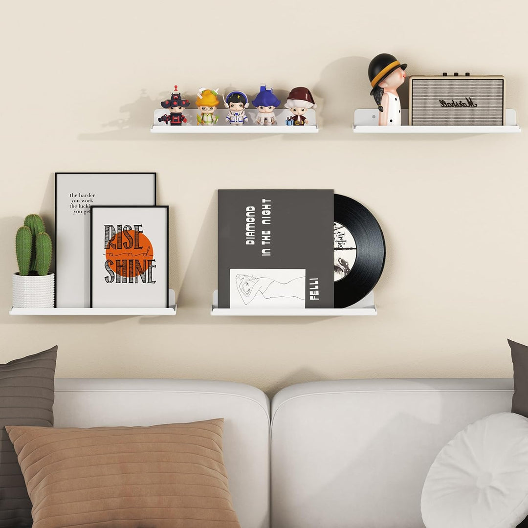 Lifewit Hängeregale für die Wand, 4er Pack Weisses 38CM Raumdeko für Bücherregal/Schallplatten Präse