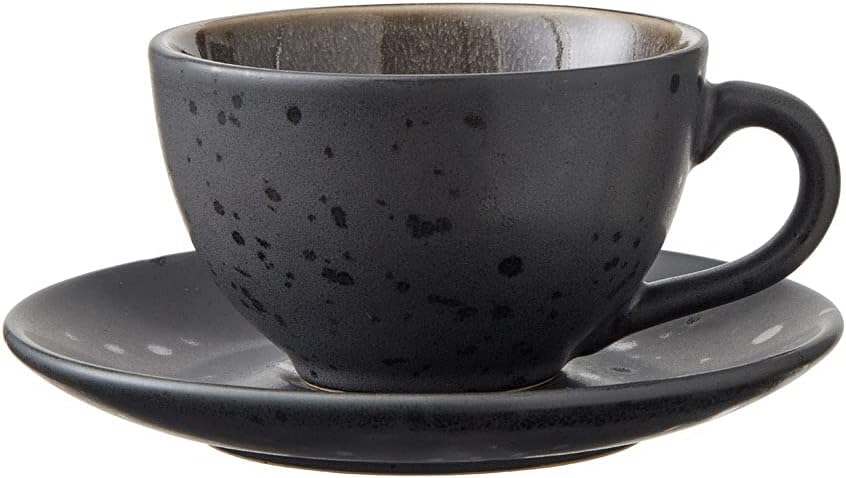 BITZ Tassen, Kaffeetassen mit Untertasse, Steingut, 24 cl, 4er-Set, Blau, Grün, Hellblau, Grau