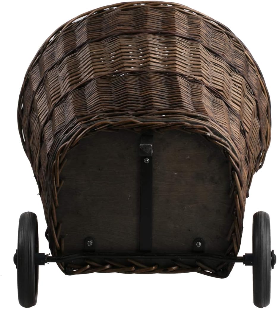 Kaminkorb auf Rollen, dunkelbraun Holzkorb Einkaufskorb