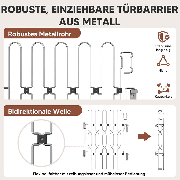 Snagle Paw Einziehbar Metall Türschutzgitter für Haustüren, Anti-Ausbruch Türschutzgitter, 62cm Brei