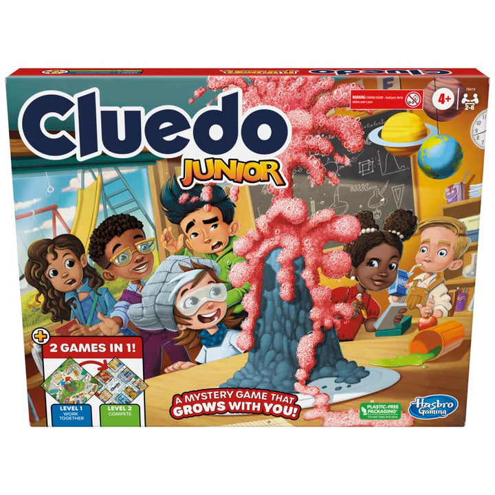 Clue Junior Spiel, 2-seitiges Spielbrett, 2 Spiele in 1, Clue Mystery Spiel für jüngere Kinder, Kind