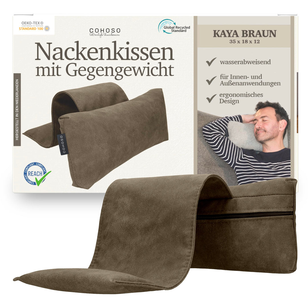 COHOSO® Nackenkissen für Gartenstühle mit Gegengewicht - Sesselkissen Kopfstütze für Sofa &amp; Couch, K